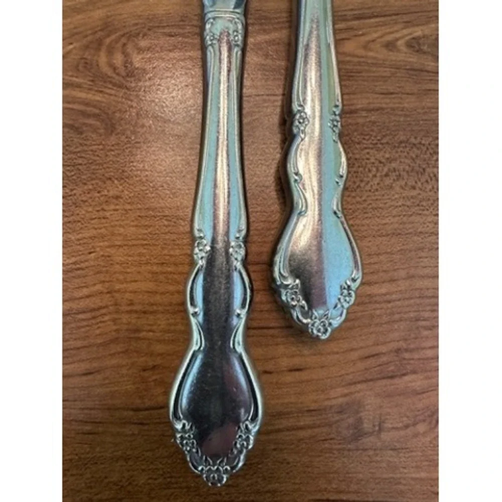 Oneida Dover Stainless Flatware Set 2 Dinner Knives Ornate Floral Design Elegant